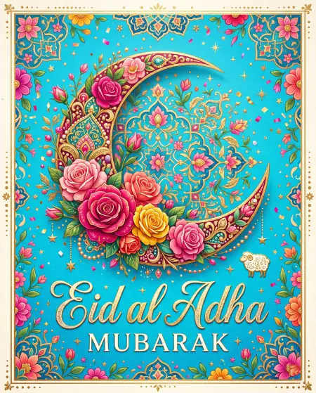 Free Eid Al Adha Mubarak 2026 Islamic Floral Pattern Background Image Download