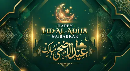 Free Eid Al Adha Mubarak 2026 Islamic Vector Greeting Wallpaper Image Download