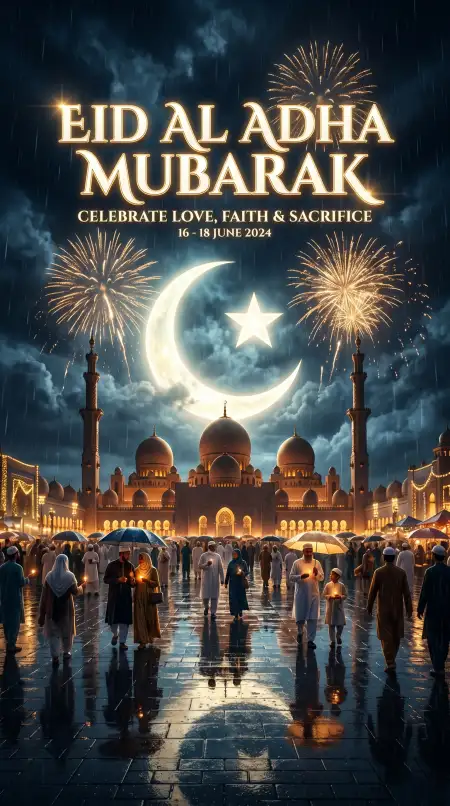 Eid Al Adha Mubarak Snapchat Story Card 2026 - Free Eid Al Adha Greeting Card 2026 Download