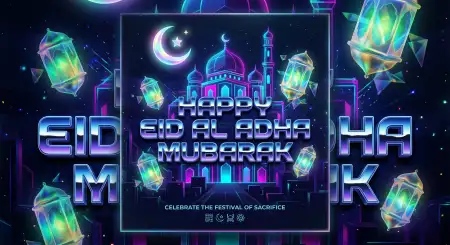 Eid Al Adha Mubarak Tiktok Post Design 2026 - Free Eid Al Adha Greeting Card 2026 Download