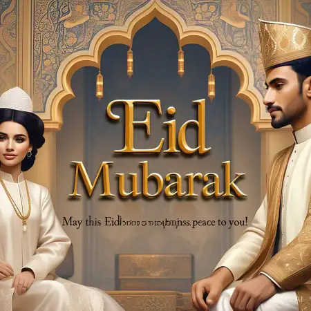 Eid Mubarak Wishes With Traditional Attire Background - Free Background Download