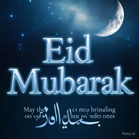  Eid Mubarak Wishes With Moon And Stars Theme - Free Related Eid Mubarak Wishes Image