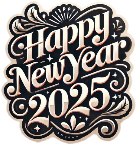 elegant happy new year 2025 text png for digital cards
