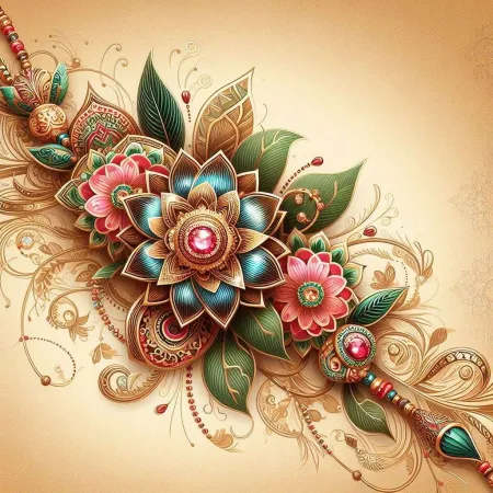 Elegant Happy Rakhi Images With Floral Designs And Rakhis - Free Raksha Bandhan Download