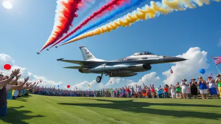 Epic Airshow With F16 Jet Background - Free Background Download