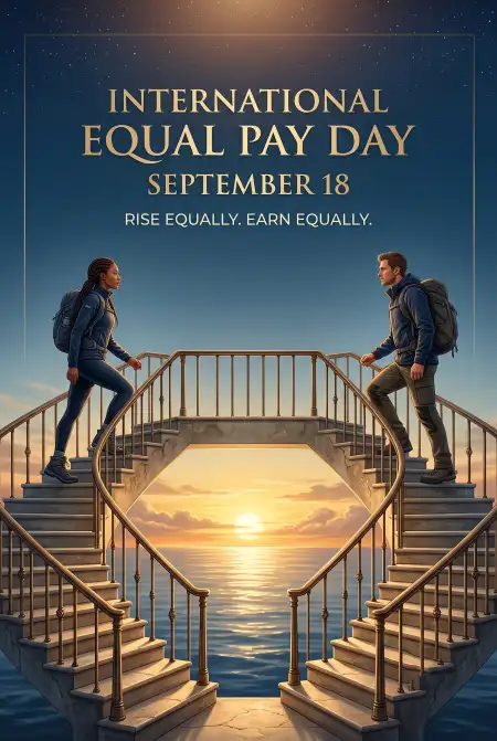 equal pay for women and men poster - International Equal Pay Day 2026