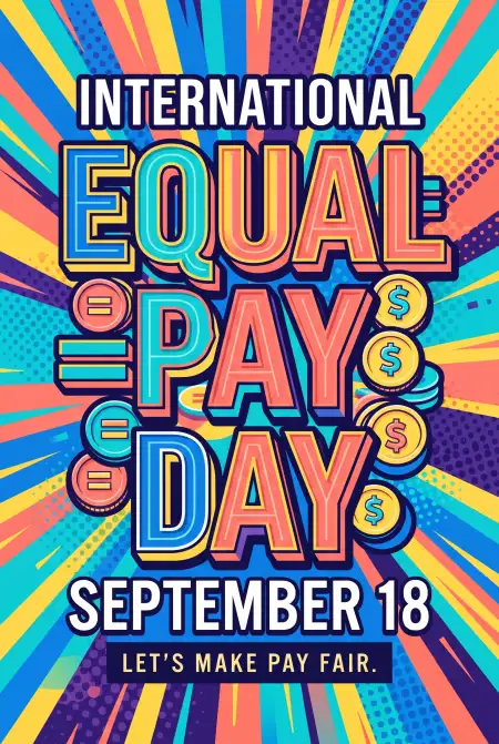 equal pay women empowerment social media poster - International Equal Pay Day 2026
