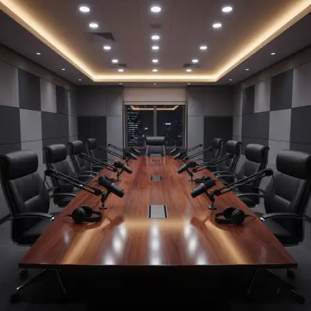 Executive Office Style Podcast Studio Background For Leadership Podcast - Free Podcast Studio Background Download