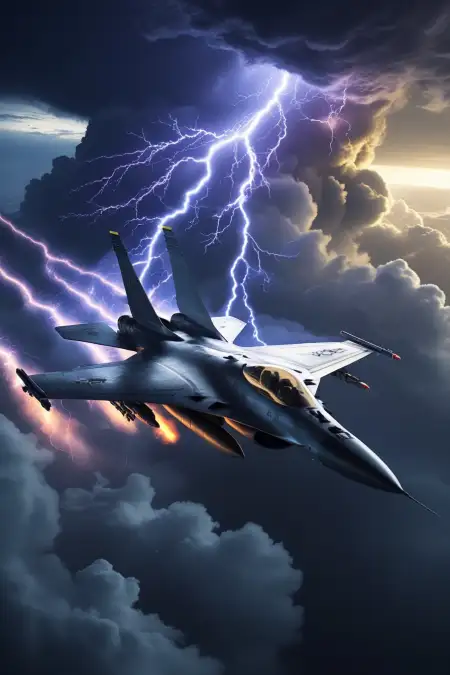 F16 Jet Flying Through Clouds Background - Free Background Download