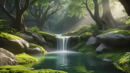 Fantasy Style Waterfall Background PNG - Free Waterfall Background Download