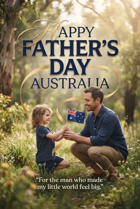 Free Fathers Day Australia Greeting With Australia Flag 2026 Image Download