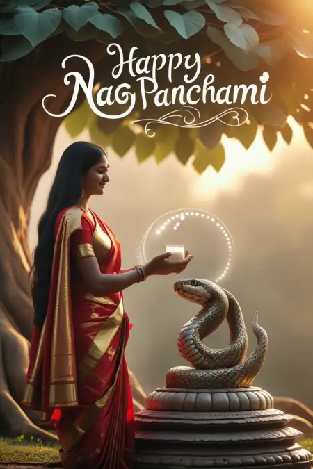 Female Worship Nag Panchami Celebration Image - Free Happy Nag Panchami Download