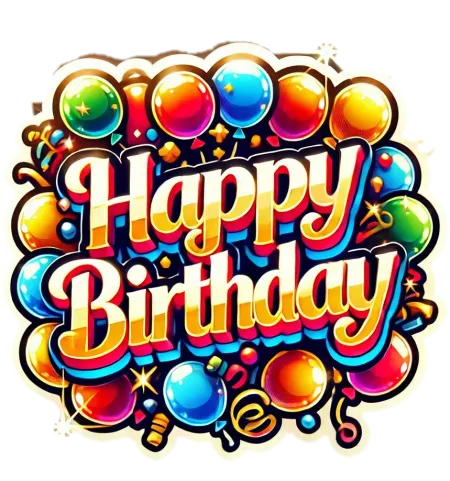 festive happy birthday colorful balloon text in hd
