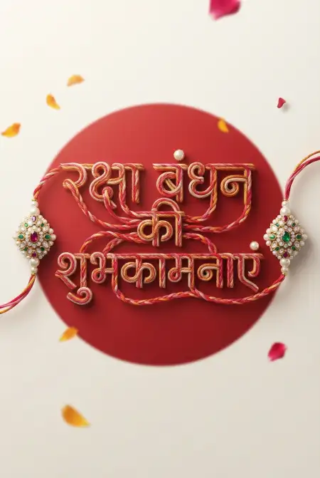 Flower And Rakhi 3d Hindi Typography Raksha Bandhan Creative Image - Free Raksha Bandhan Ki Shubhkamnaye In Hindi Download