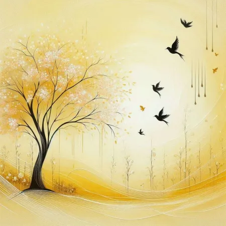 Free Download Light Yellow Background With Tree - Free Background Download