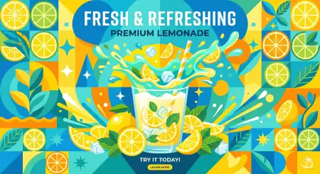 Fresh Lemonade Drink Background Design - Free Lemon Juice Background Download