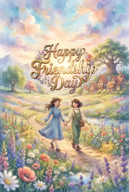 Friendship Day 2026 Watercolor Illustration - Free Happy Friendship Day 2026 Download