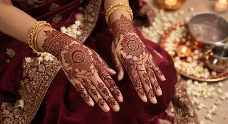 full hand bridal karwa chauth mehndi design