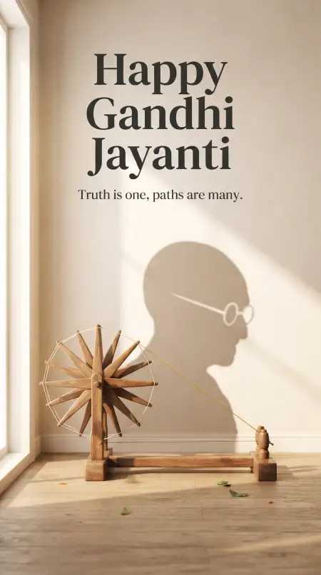 gandhi jayanti wishes with gandhi ji and charkha 2026 - Gandhi Jayanti Wishes For School 2026