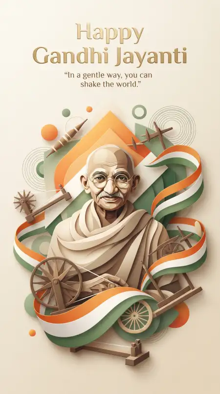 gandhi jayanti wishes with gandhi ji portrait 2026 - Gandhi Jayanti Wishes For School 2026