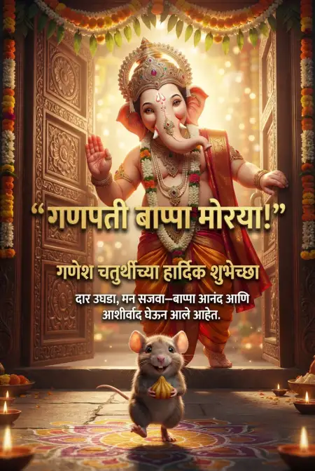ganpati bappa greeting card marathi - Ganesh