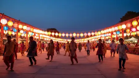Garba Night Celebration Under Fairy Lights - Free Garba Night Download