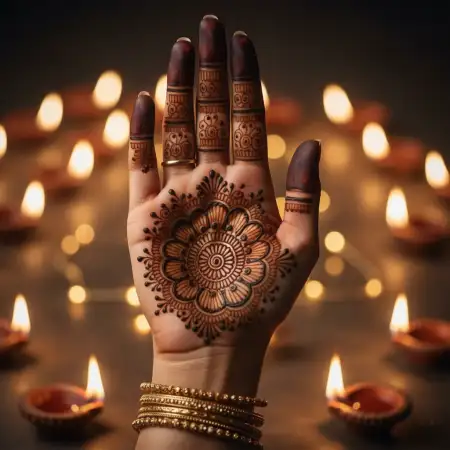 Geometric Karva Chauth Mehndi Design - Free Karva Chauth Mehndi Design Download