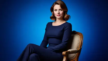 Glamorous American Actress In Dark Blue Outfit Picture - Free Blue Download
