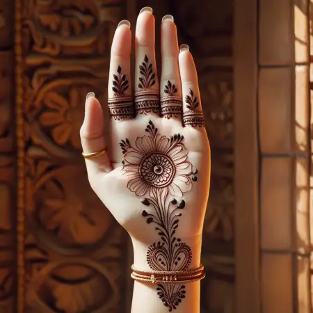 Glitter Hand Mehndi Design For Parties - Free Related Mehndi Design Image