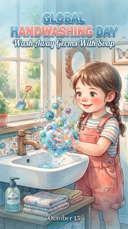 global handwashing day 2026 3d soap bubbles illustration - Global Handwashing Day 2026 Soap Bubbles Background