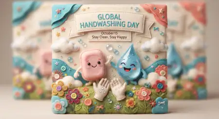 global handwashing day 2026 cute soap character poster - Global Handwashing Day 2026 School Poster