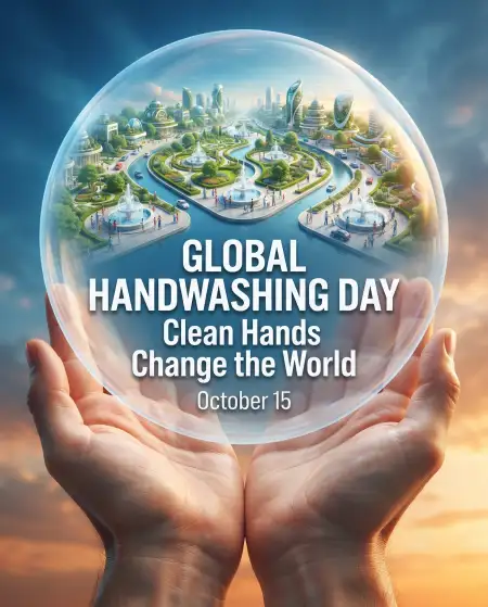 global handwashing day 2026 earth with clean hands illustration