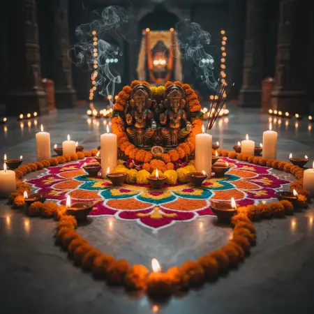 Glowing Diwali Background With Candles And Diyas - Free Backgr Download
