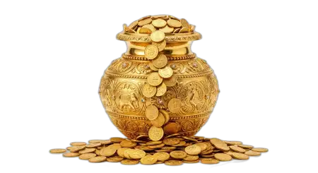 Free Golden Kalash With Coins Png High Quality Image Transparent PNG Download