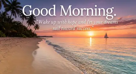 Good Morning Blessings With Beach Sunrise - Free Good Morning Blessings Download
