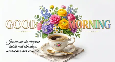 Good Morning Flowers And Coffee Modern Design Image - Free Good Morning Flowers And Coffee Download