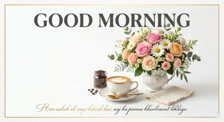 Good Morning Flowers And Coffee Premium Background - Free Good Morning Flowers And Coffee Download