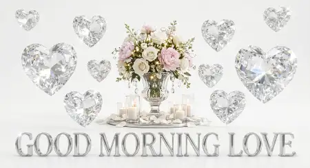Free Good Morning Love Messages With Flowers And Hearts Image Download