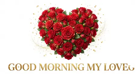Free Good Morning Love Messages With Roses And Coffee Image Download