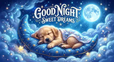 Free Good Night Sweet Dreams With Cute Puppy Image Download