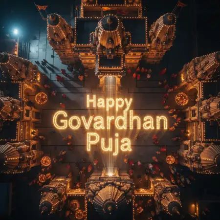 Govardhan Puja 2025 Special Images With Shubh Labh Text - Free Happy Govardhan Puja Download