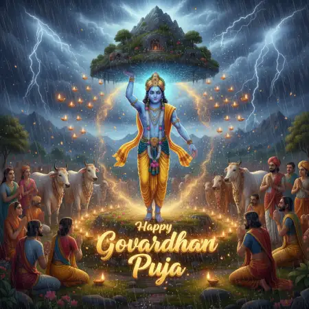 Govardhan Puja Hd Wallpapers With Radha Krishna Blessings - Free Wallpaper Wallpaper Download