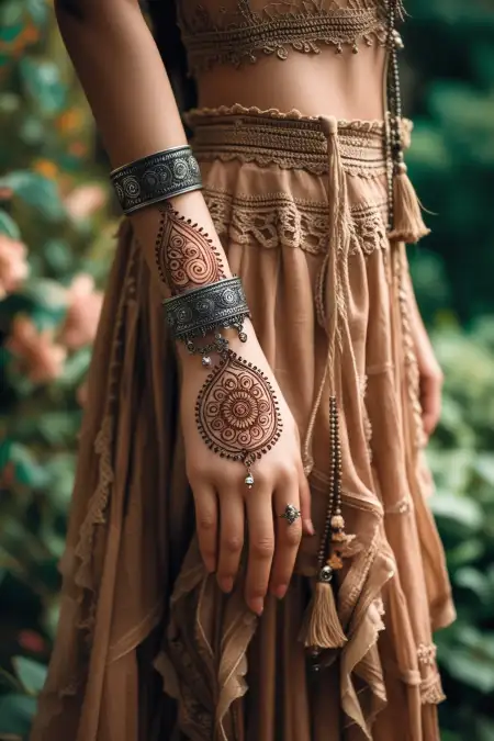 Half Hand Mehndi Design Simple Style - Free Related Mehndi Design Image