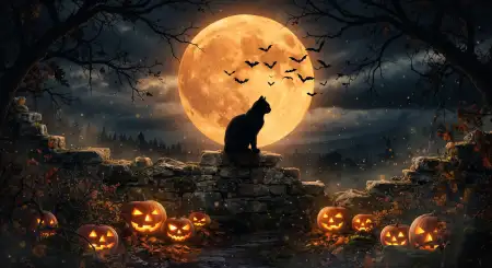 halloween black cat background 2026 - Halloween Background 2026
