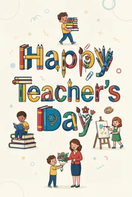 Free Handmade Style Teachers Day Cards Image Download
