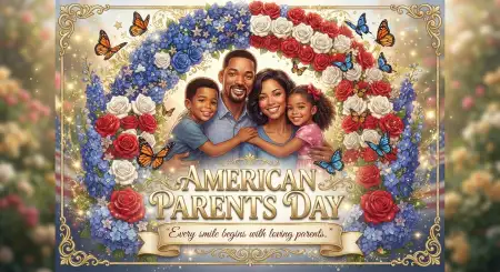 Happy American Parents Day 2026 Banner Png - Free American Parents Day 2026 Download