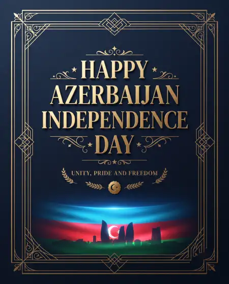 happy azerbaijan independence day 2026 golden text design - Azerbaijan Independence Day 2026