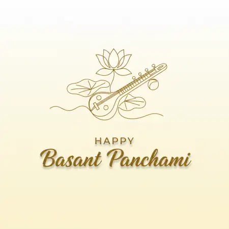 Free Happy Basant Panchami Banner With Maa Saraswati Calligraphy Font Background Download