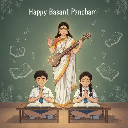 Free Happy Basant Panchami Wishes For School Background Download