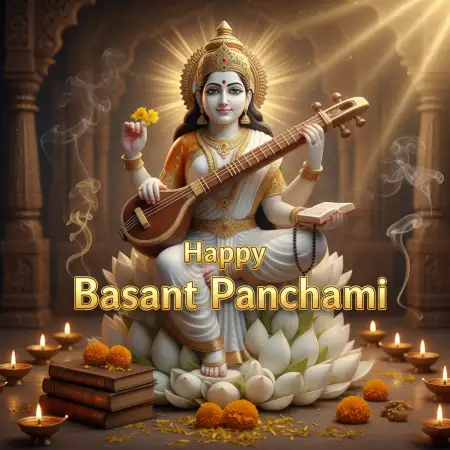 Free Happy Basant Panchami Wishes Knowledge Quotes Background Download